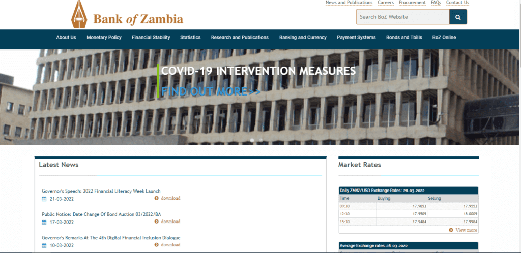 The Bank of Zambia - official website