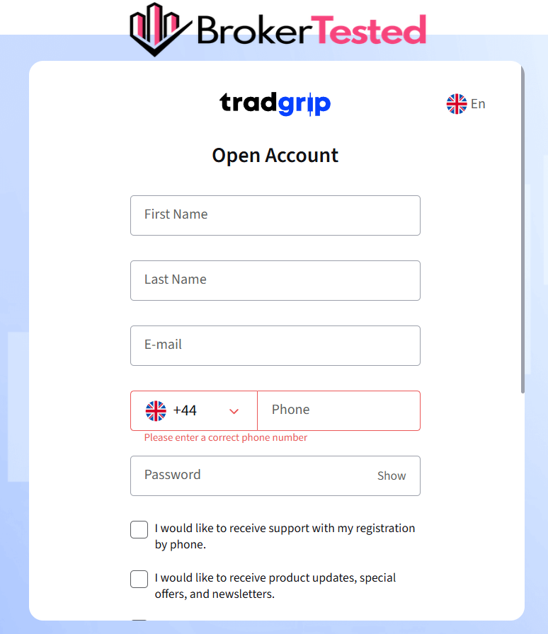 TradGrip Account Opening Review