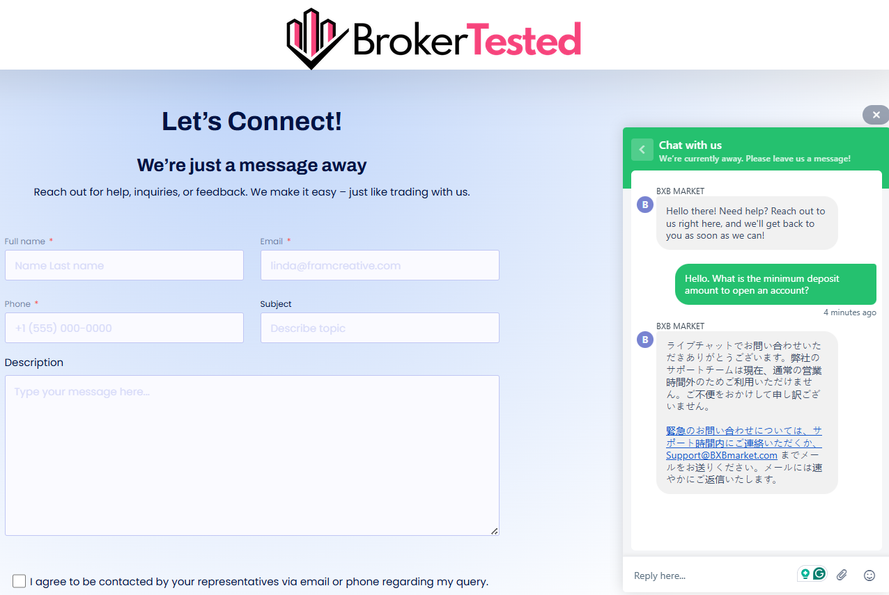 BXB Market Customer Support Review